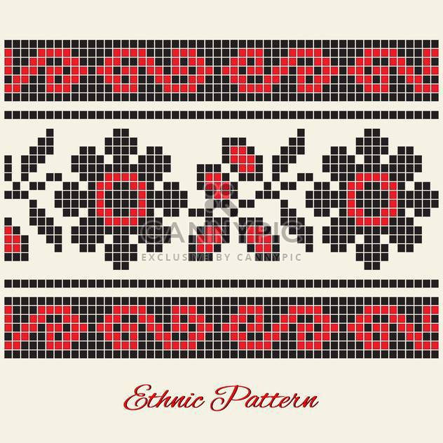 Vector illustration of black and red flower ethnic pattern on white background - Free vector #125832