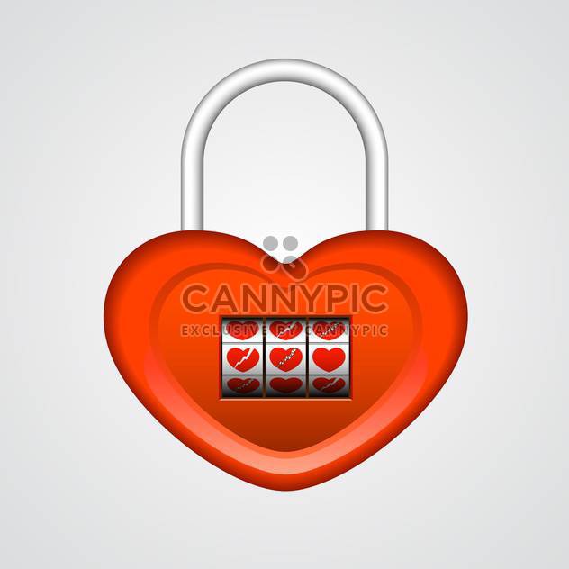 Vector illustration of red heart shaped lock on white background - Free vector #126262
