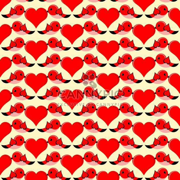 Vector illustration of birds with red hearts in love for valentine card - Free vector #126332