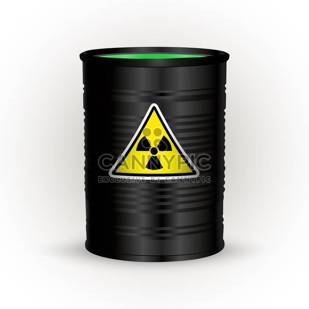 Vector illustration of black metal barrel with nuclear waste on white background - vector gratuit #126402 
