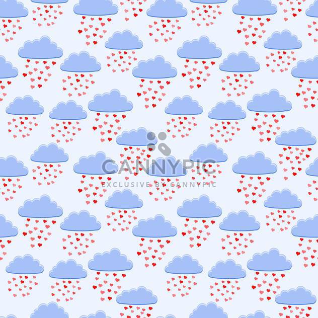 Vector background of blue clouds with rain of hearts - vector gratuit #126462 