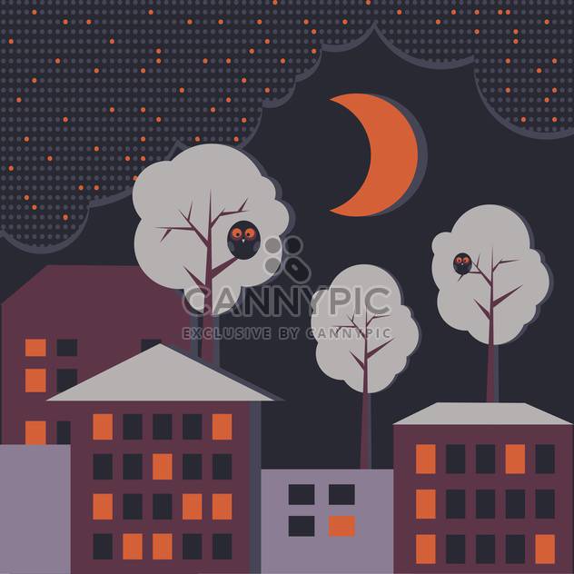 Vector background with houses at night time - vector #126702 gratis