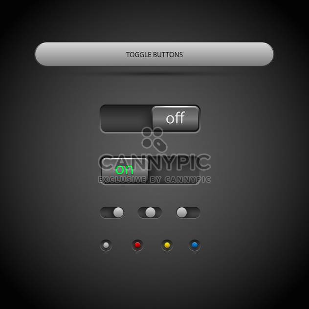 Vector illustration of toggle buttons on dark background - vector #126932 gratis