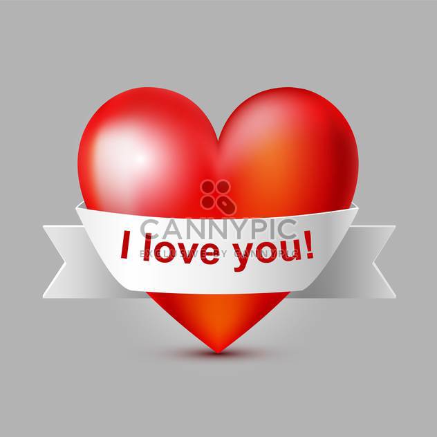 Vector illustration of red heart with ribbon - Free vector #127002