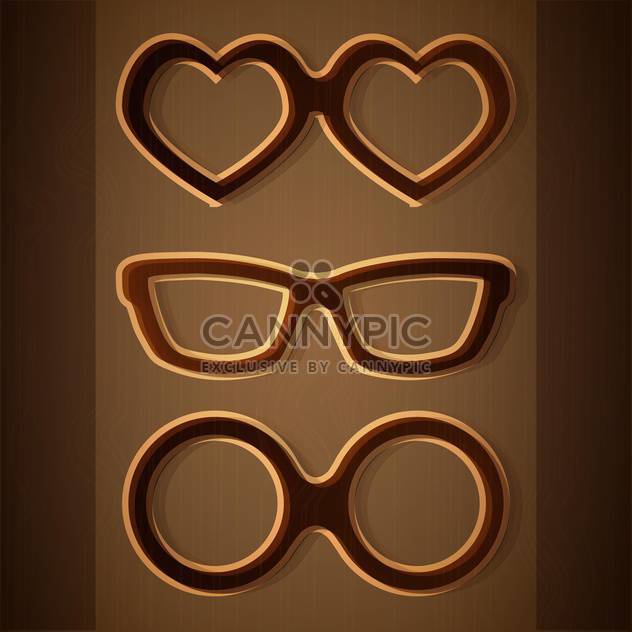 Vector set of glasses on brown background - vector gratuit #127072 
