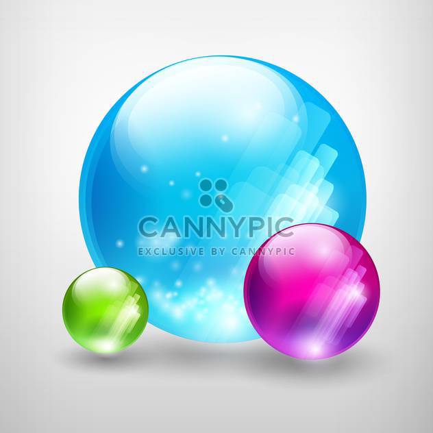 Abstract colored glossy bubbles on grey background - Free vector #127552