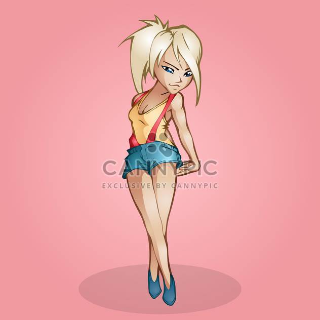 Model blond girl on pink background - vector gratuit #127682 