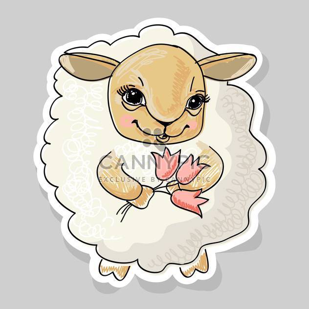 cute cartoon sheep and flowers on grey background - бесплатный vector #127972