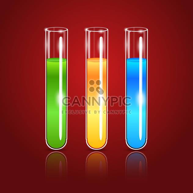 Vector glass test tubes on red background - Free vector #128002