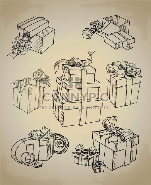 Set with vector gift boxes icons - vector gratuit #128142 