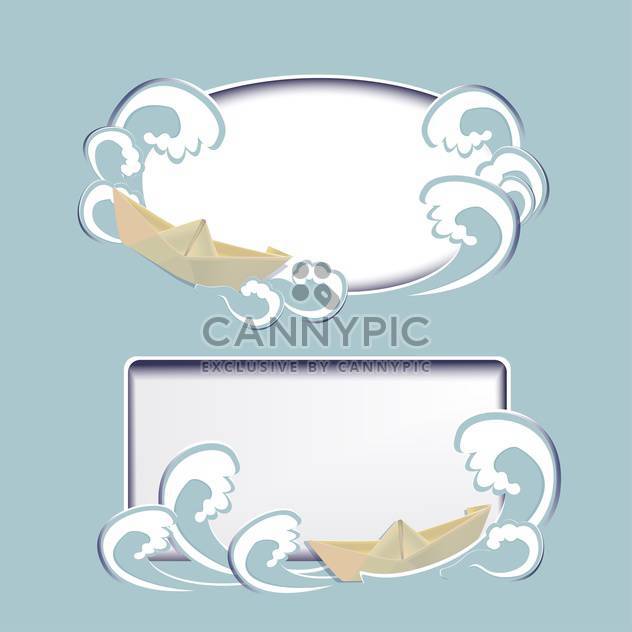 Two vector frames with paper boats and in waves - Free vector #128302