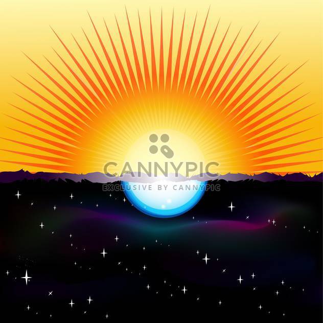 Vector illustration of a split-screen showing the Sun and the Moon - vector #128502 gratis