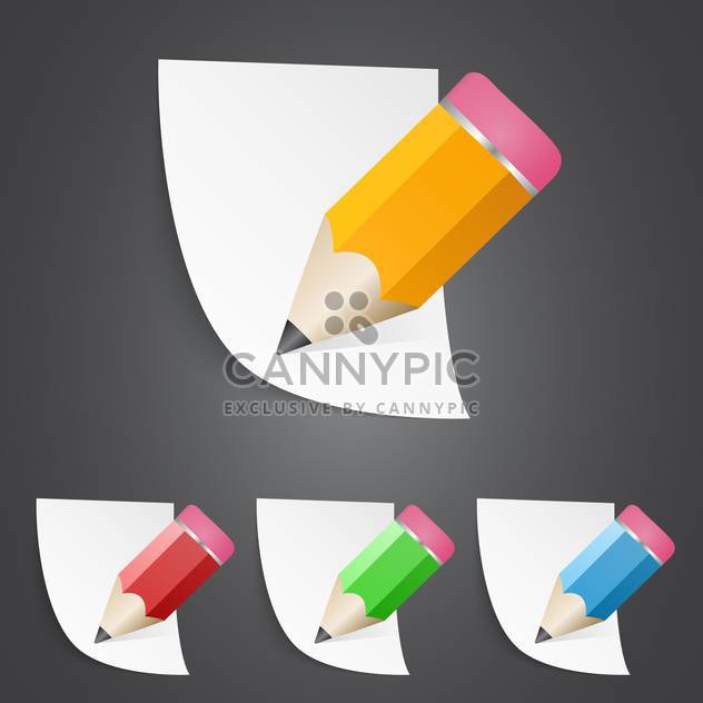 Vector illustration of sharpened fat pencils with paper pages - Free vector #128662
