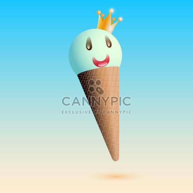Vector illustration of smiling ice cream with crown - vector #128842 gratis