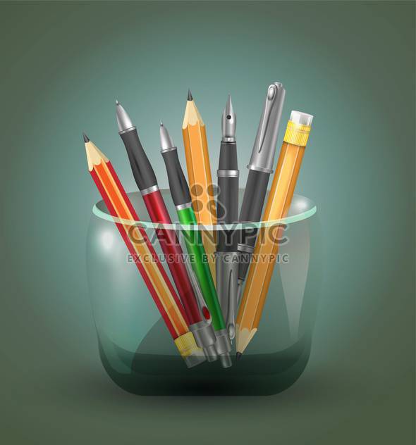 set icons of pens and pencils - vector gratuit #129062 