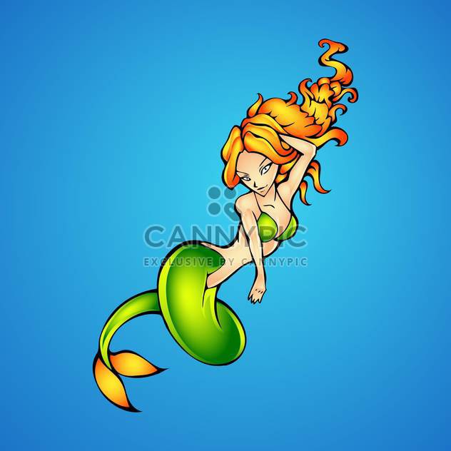 vector illustration of blonde mermaid in deep water - Free vector #129442