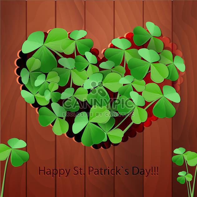 Vector St Patricks Day greeting card with heart and clover leaves - Free vector #129532