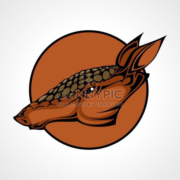 Vector illustration of armadillo head inside circle on gray background - Free vector #129572