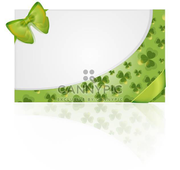 Vector St Patricks day greeting card with clover leaves and bow - Free vector #129582
