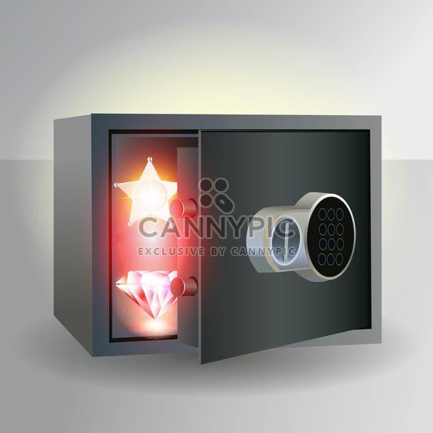 Vector illustration of steel safe with star and diamond inside - Kostenloses vector #129832