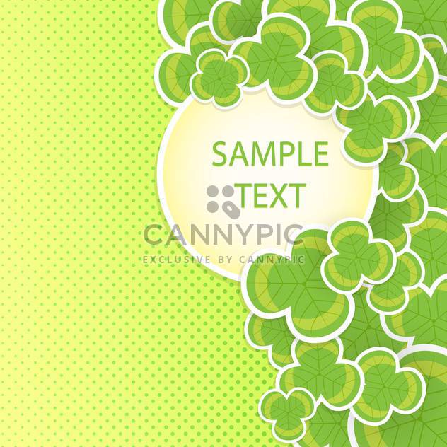 Vector green St Patricks day background with clover leaves and circle frame - vector gratuit #129872 