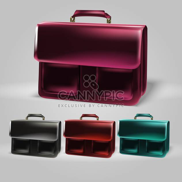 Vector colorful briefcase set on grey background - vector gratuit #129982 