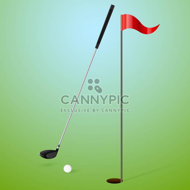 Vector illustration of golf accessories on green background - vector #130212 gratis