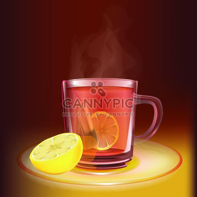Cup of tea with lemon vector illustration - бесплатный vector #131022