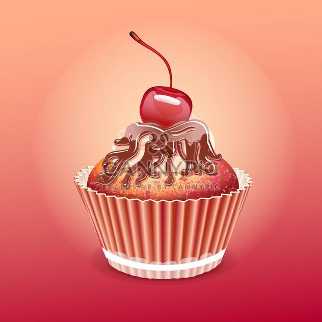 Yummy cherry cake vector illustration - vector gratuit #131082 