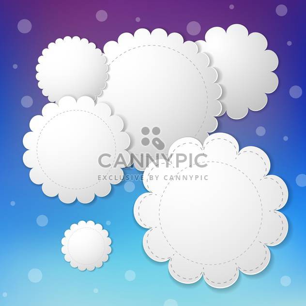 Vector paper clouds on blue sky background - vector gratuit #131172 