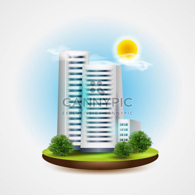 Building on sunny day vector illustration - бесплатный vector #131332