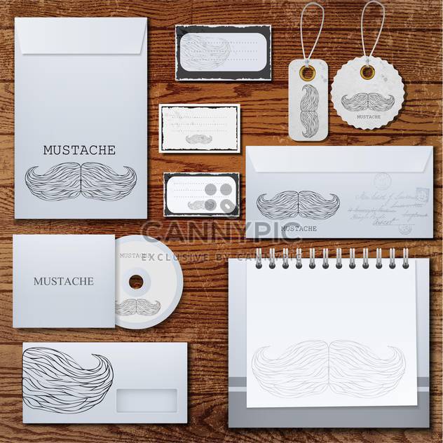 Selected corporate templates with mustaches on wooden background ,vector Illustration - Free vector #132162