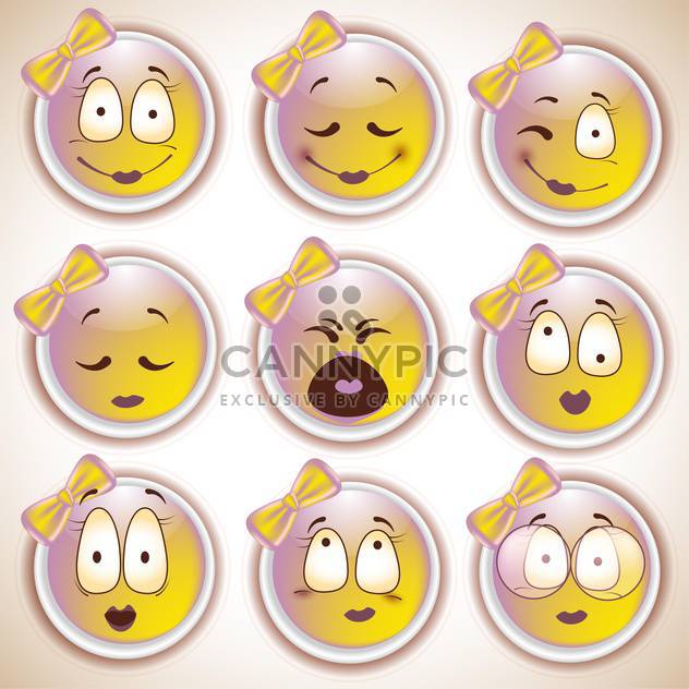 Set of characters of yellow emoticons,vector illustration - vector #132292 gratis