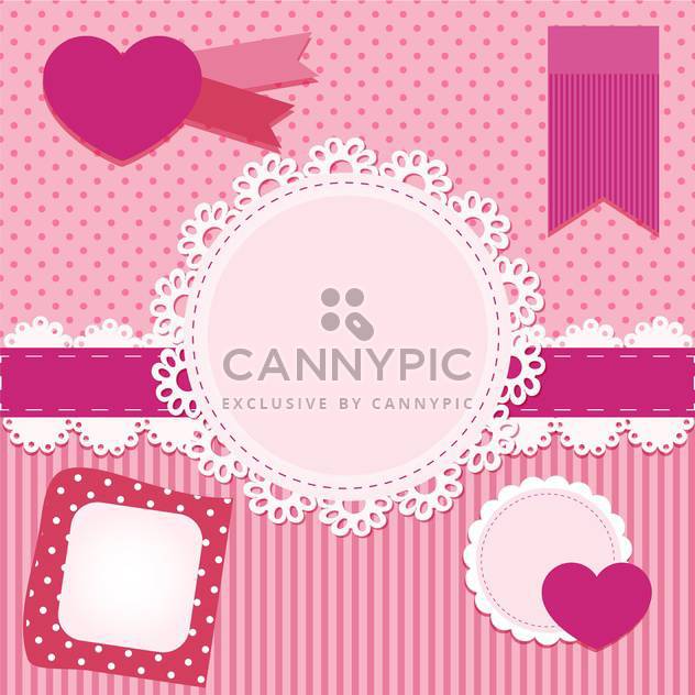 vector set of pink frames with hearts - vector gratuit #133442 