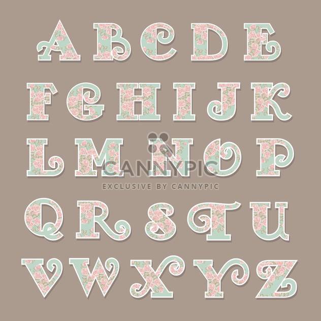 colorful floral font alphabet letters - vector #133642 gratis