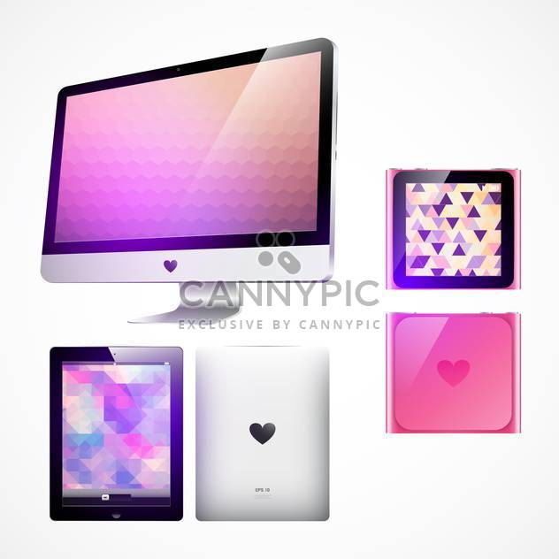 computer monitor, mp3 player and tablet pc - бесплатный vector #133752