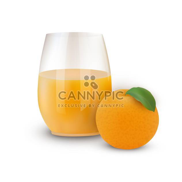 glass of juice with orange and leaf - vector gratuit #134822 