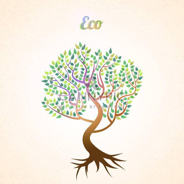 vector abstract tree with green leaves - vector #134932 gratis