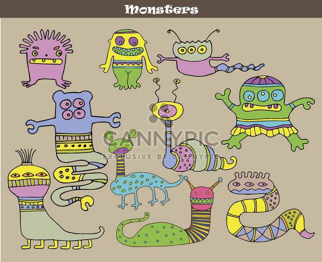 banner with multicolored cartoon monsters - бесплатный vector #135072