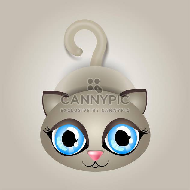 Vector illustration of cute cat with big blue eyes on gray background - Kostenloses vector #125842