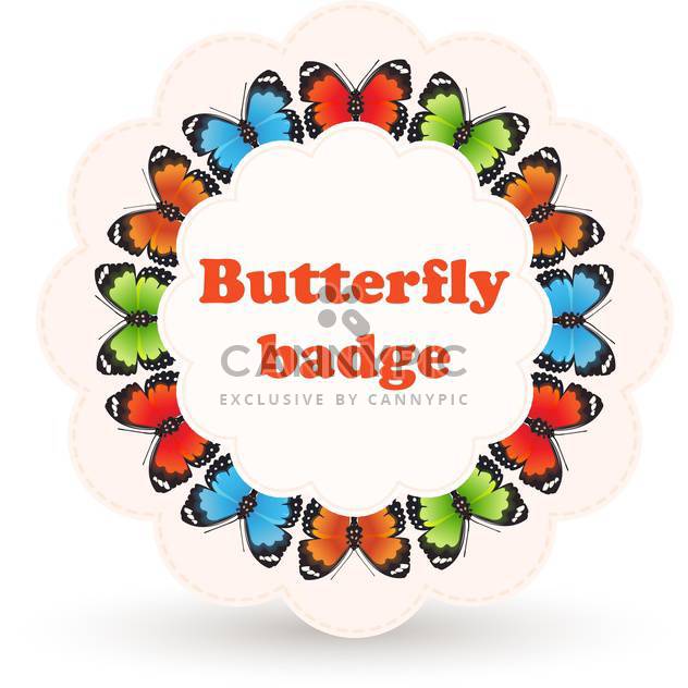 Colorful vector badge with beautiful butterflies on white background - бесплатный vector #125862
