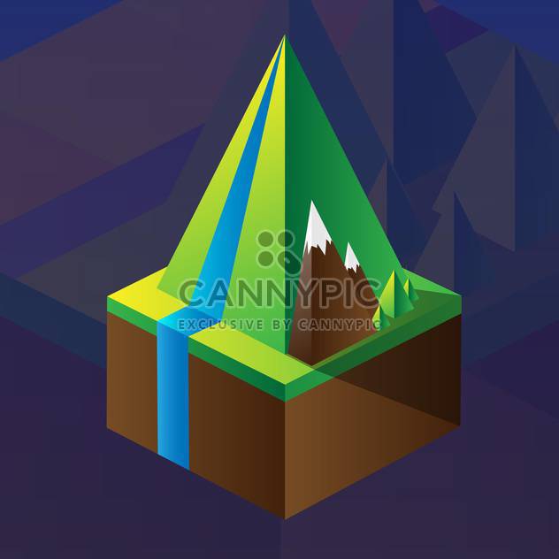 square maquette of mountains on dark blue background - Free vector #126192