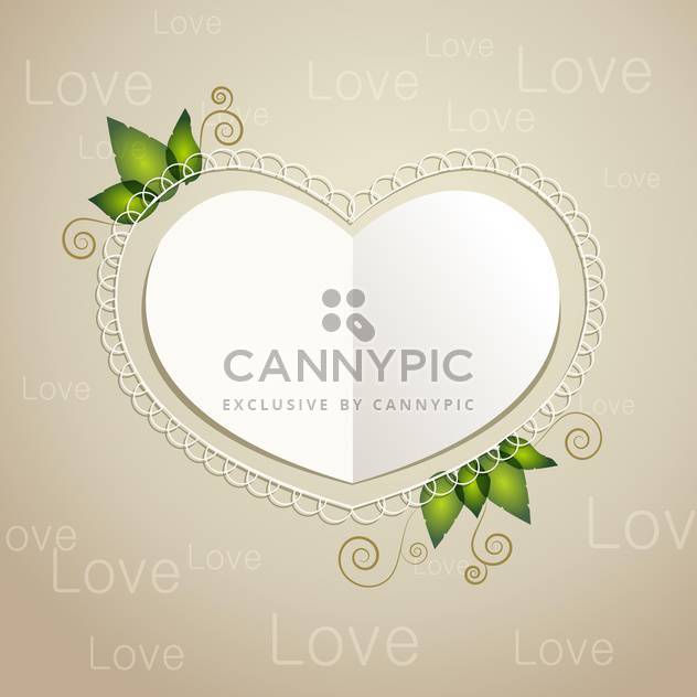 Vector heart shaped paper card with leaves on grey background - vector #126292 gratis
