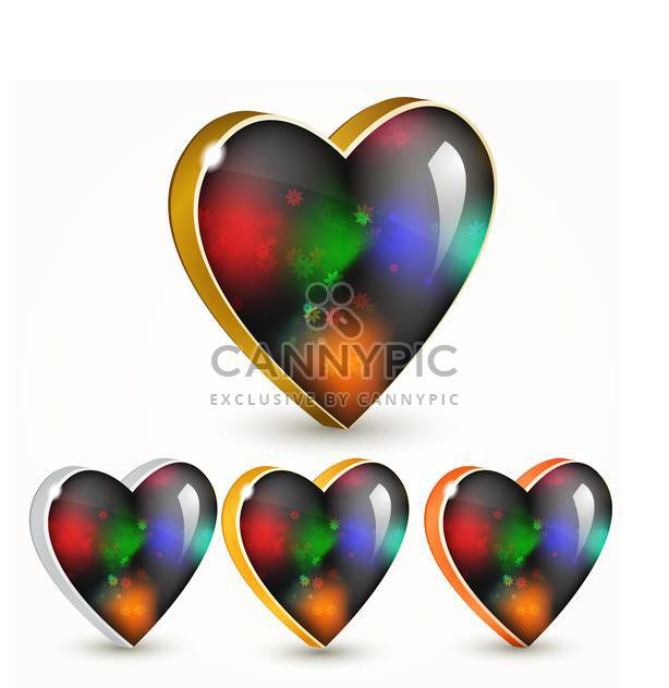 Vector set of glossy colorful hearts on white background - Kostenloses vector #126592