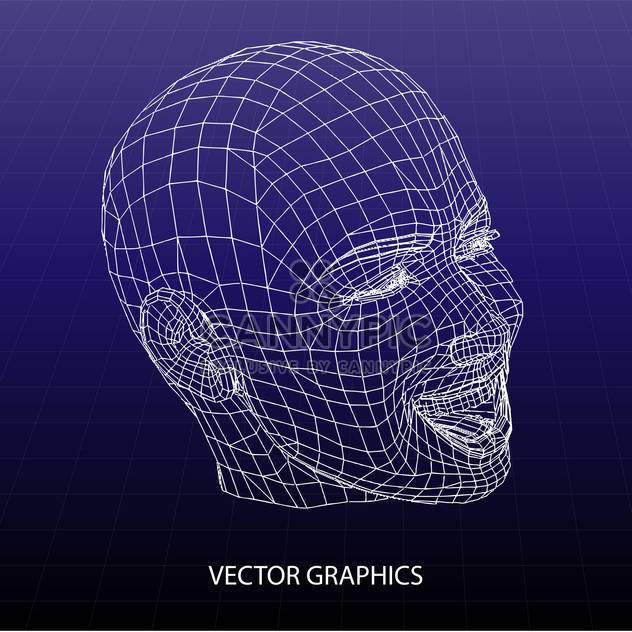 vector model of human face on blue background - vector gratuit #126602 