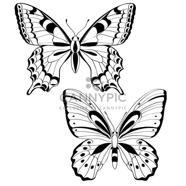 Vector illustration of black butterflies on white background - Kostenloses vector #127242