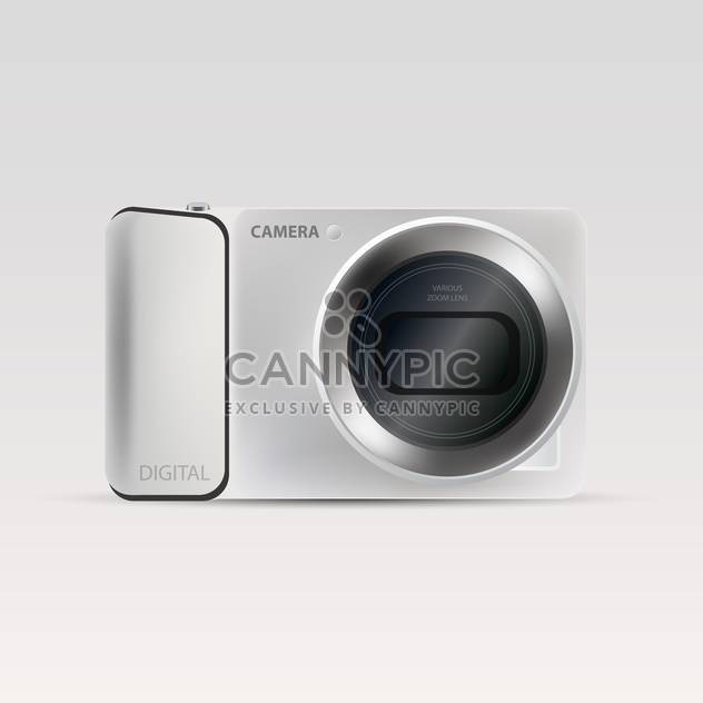 Vector illustration of silver camera on grey background - vector #127282 gratis