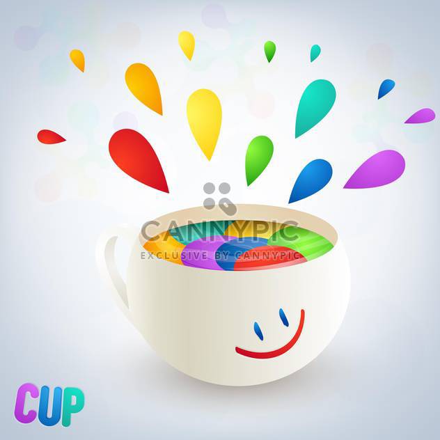 colorful burst from cup with smile on white background - Free vector #127482