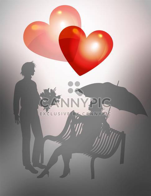Illustration young couple on bench for valentine card - бесплатный vector #127512