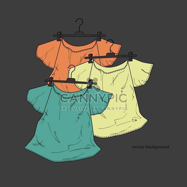 vector background of female shirts on hangers - vector gratuit #127932 